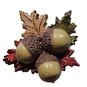 Hallmark Acorn Brooch Fall Leaves Brown Green Red Autumn Pin Hallmark Cards Inc